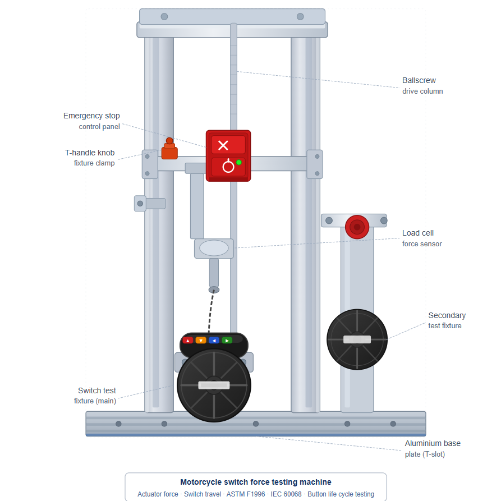 Motorcycle switch force testing machine